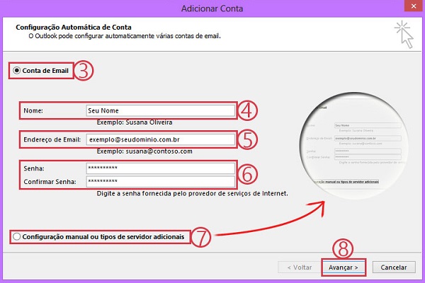 Configuração e-mail no Outlook